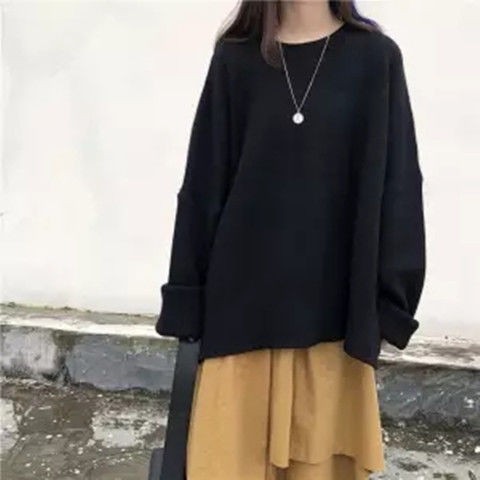 Áo Khoác Sweater Chui Đầu Dáng Rộng Dài Kiểu Hàn Quốc Thời Trang 2020 Cho Nữ