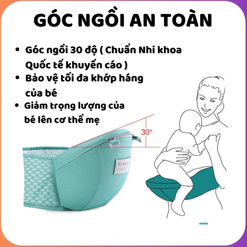 Địu em bé Aingtree 6 tư thế chống gù cao cấp lưới siêu thoáng khí địu đeo vai địu ngồi đa năng cho bé từ 0-36 tháng