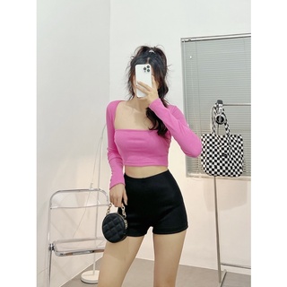 BASIC CROPTOP▪Áo croptop cổ U tay dài
