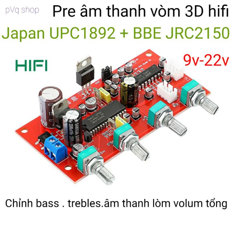 mạch âm sắc 3D hifi upc 1892 + jrc 2150 âm thanh siêu hay (mạch pre) tặng dây cáp kèm theo