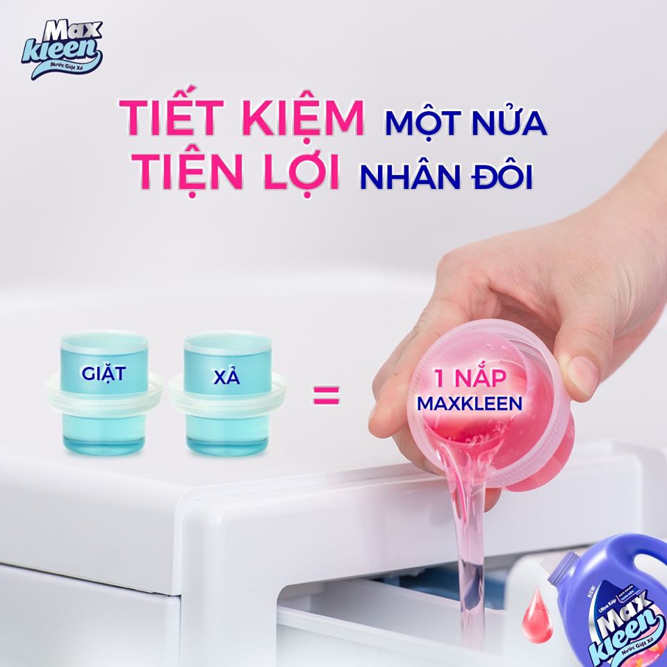 Combo Túi nước giặt xả MaxKleen 2.4kg/2.2kg + Túi nước lau sàn MaxKleen 600g