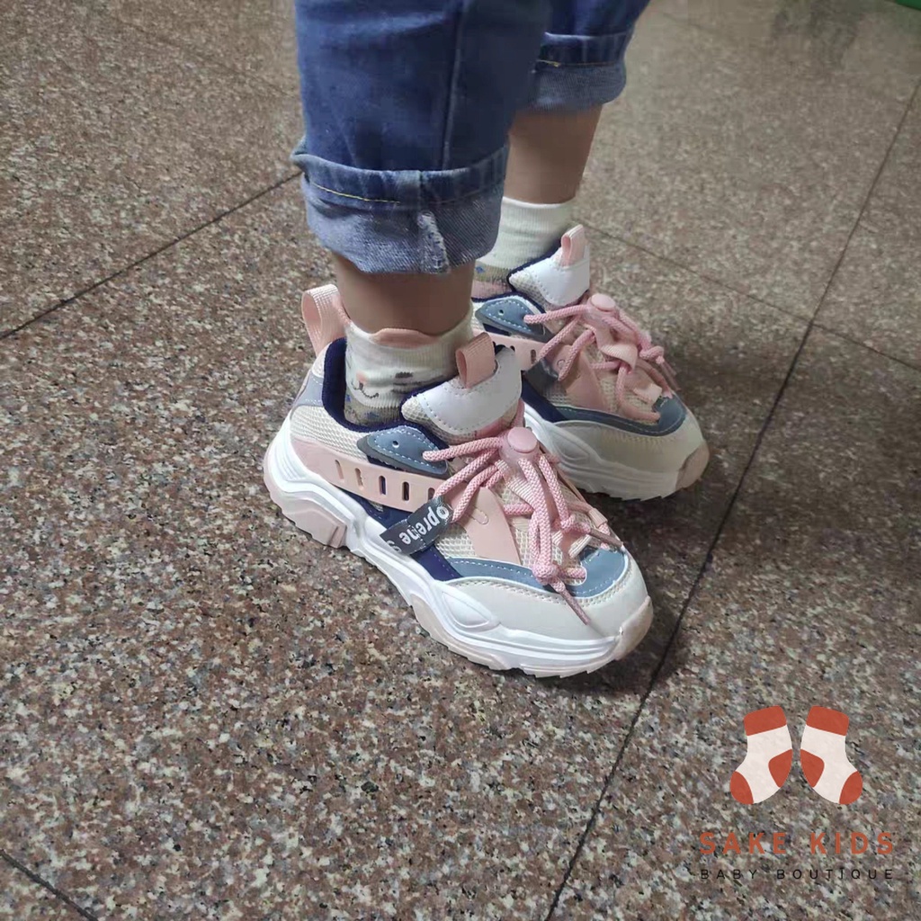 Giày thể thao đế mềm- giày cho bé có thắt dây phối lưới thoáng khí êm chân phong cách Hàn Quốc chống trơn trượt FL53