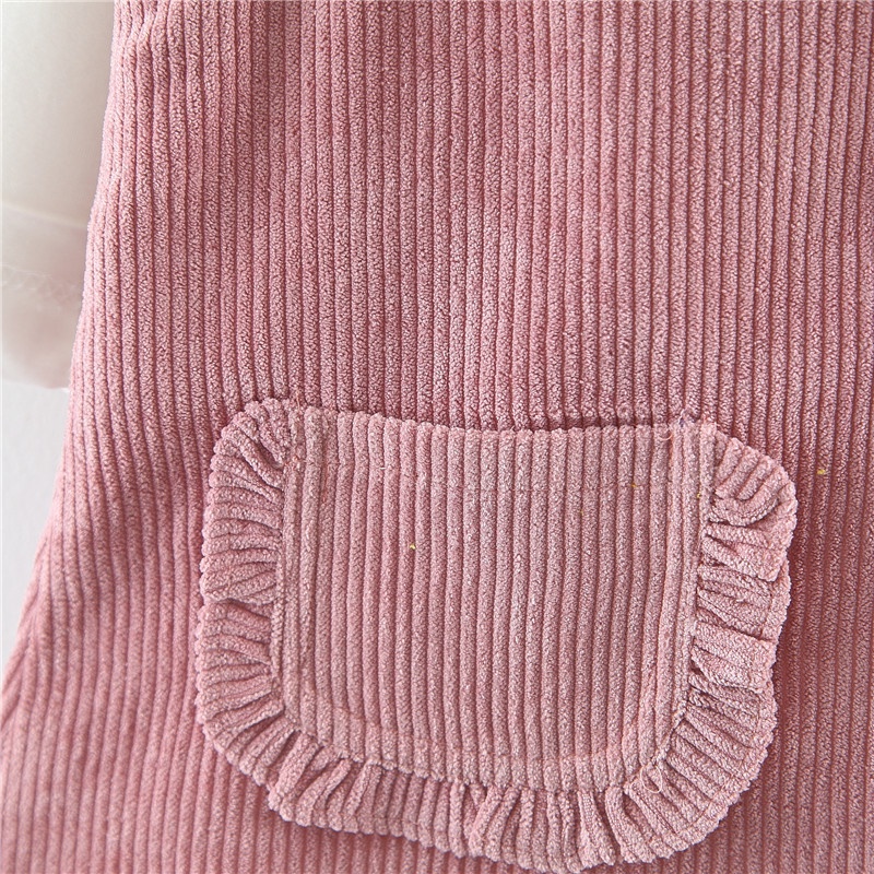 BEAR LEADER Set Áo Màu Trơn Phối Chân Váy Yếm In Hình Hươu Thời Trang Mùa Thu Xinh Xắn Cho Bé Gái