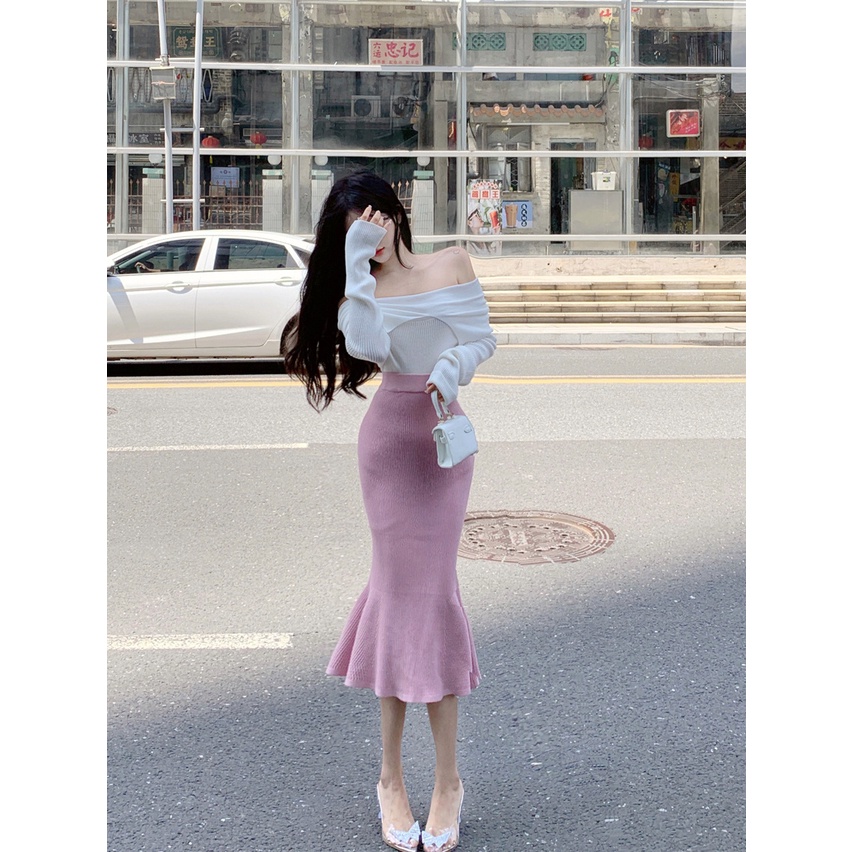 Pure Desire Áo Sweater Một Dây Dáng Ôm Sáp Mềm Mại Nhẹ Nhàng Vừa Vặn Mùa Thu Dành Cho Bạn Nữ