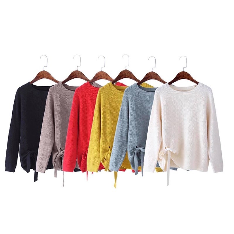 Áo len dài tay cột nơ (Hình tự chụp)