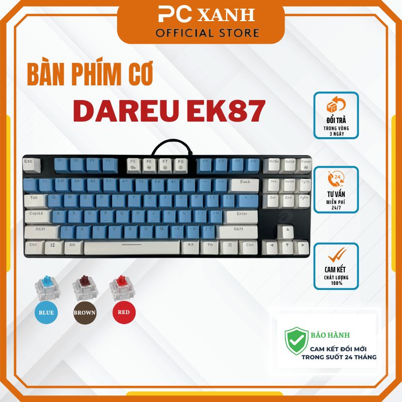 Bàn phím cơ red switch brown switch blue switch led đổi màu 87 phím Dareu EK87 có dây bảo hành chính hãng 24 tháng