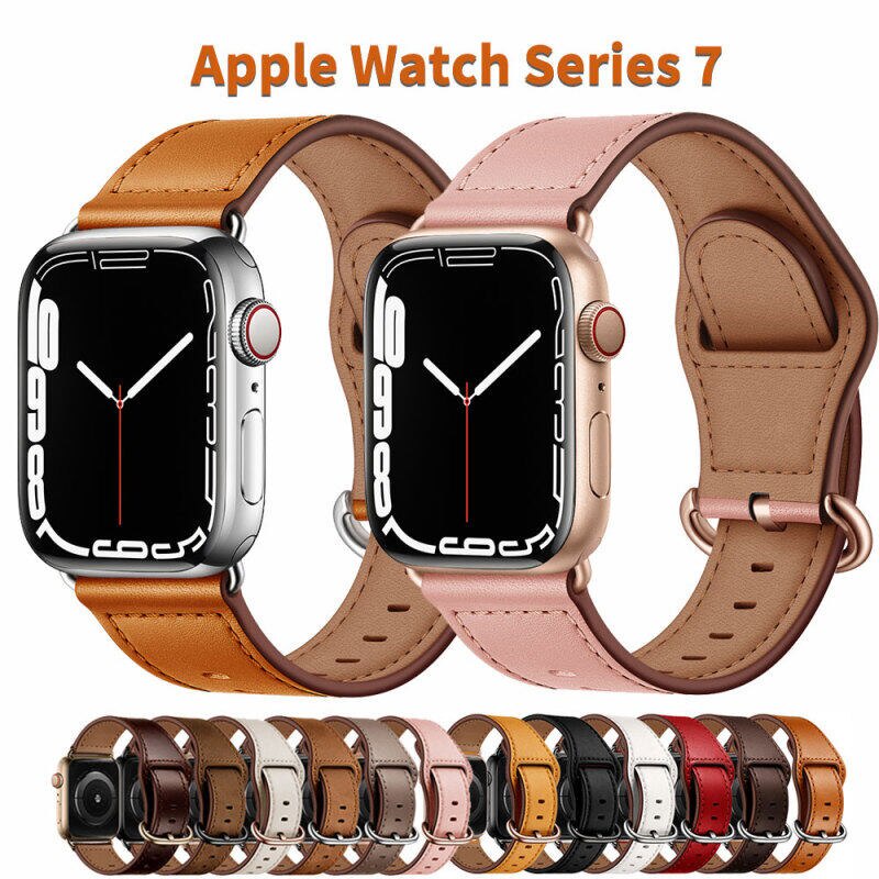 Dây đeo bằng da sang trọng cho đồng hồ Apple 7 band 41 45mm 44mm 40mm iWatch series 6 se 5 4 3 41mm 42mm 38mm
