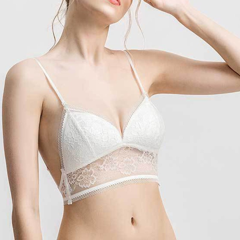 Áo ngực ren mỏng hở lưng cổ chữ U khoét sâu lưng thấp đan dây gợi cảm thời trang mùa hè cho nữ