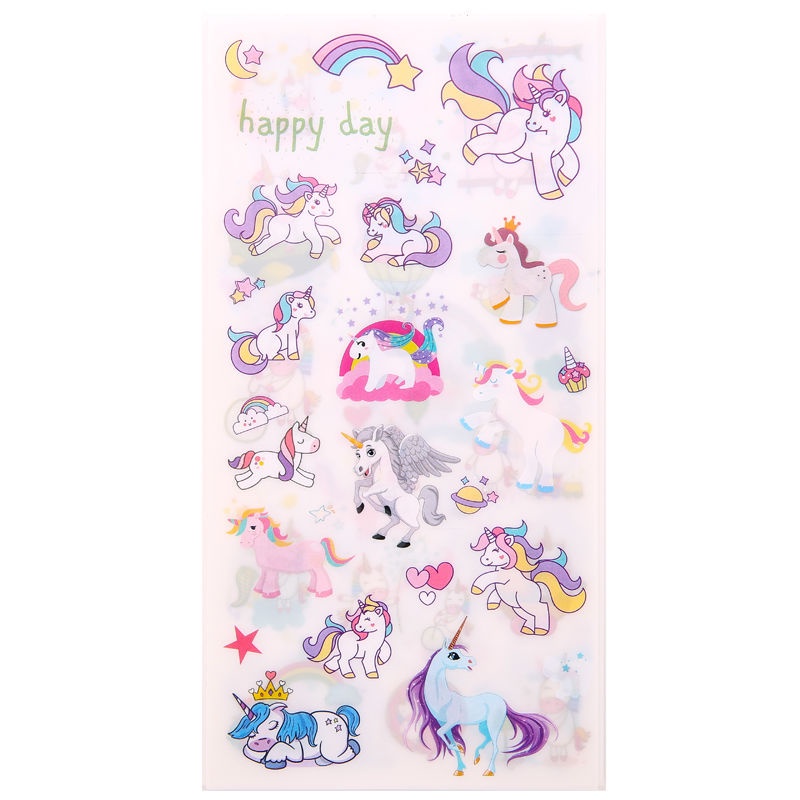 Set 6 tấm Nhãn dán sticker kỳ lân unicorn dễ thương gocnhocuaco VPP0129