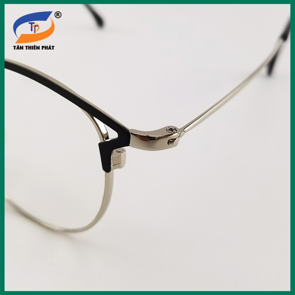 Gọng kính cận nữ mắt tròn tai mèo kim loại màu vàng, bạc, đen 5553. Tròng kính giả cận 0 độ chống ánh sáng xanh, tia UV