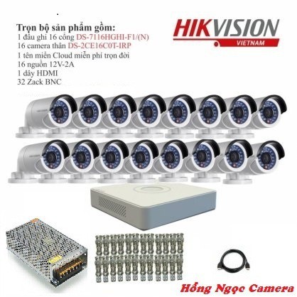 Trọn bộ 16 camera quan sát Hikvision TVI 1 Megapixel DS-2CE16C0T-IR 720HD