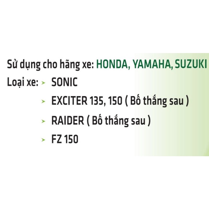 Má phanh, Bố thắng đĩa sau cho Exciter 135, Exciter 150, Sonic, Raider, Fz 150, hàng siêu nét thông số chuẩn zin
