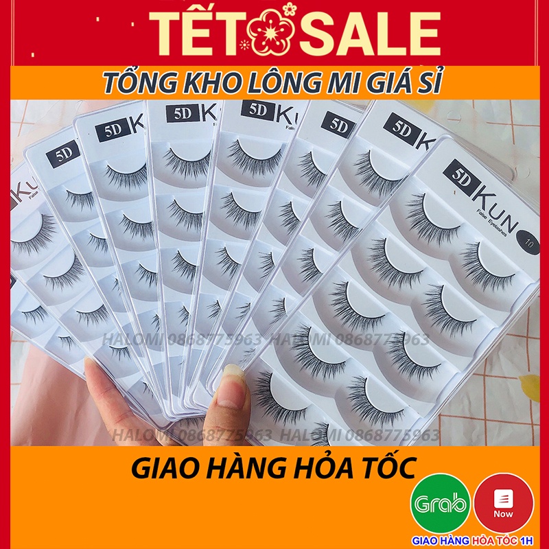 Mi giả tự nhiên 5D Kun 5 cặp đủ mẫu cao cấp chính hãng HALOMI chuyên dùng cho makeup