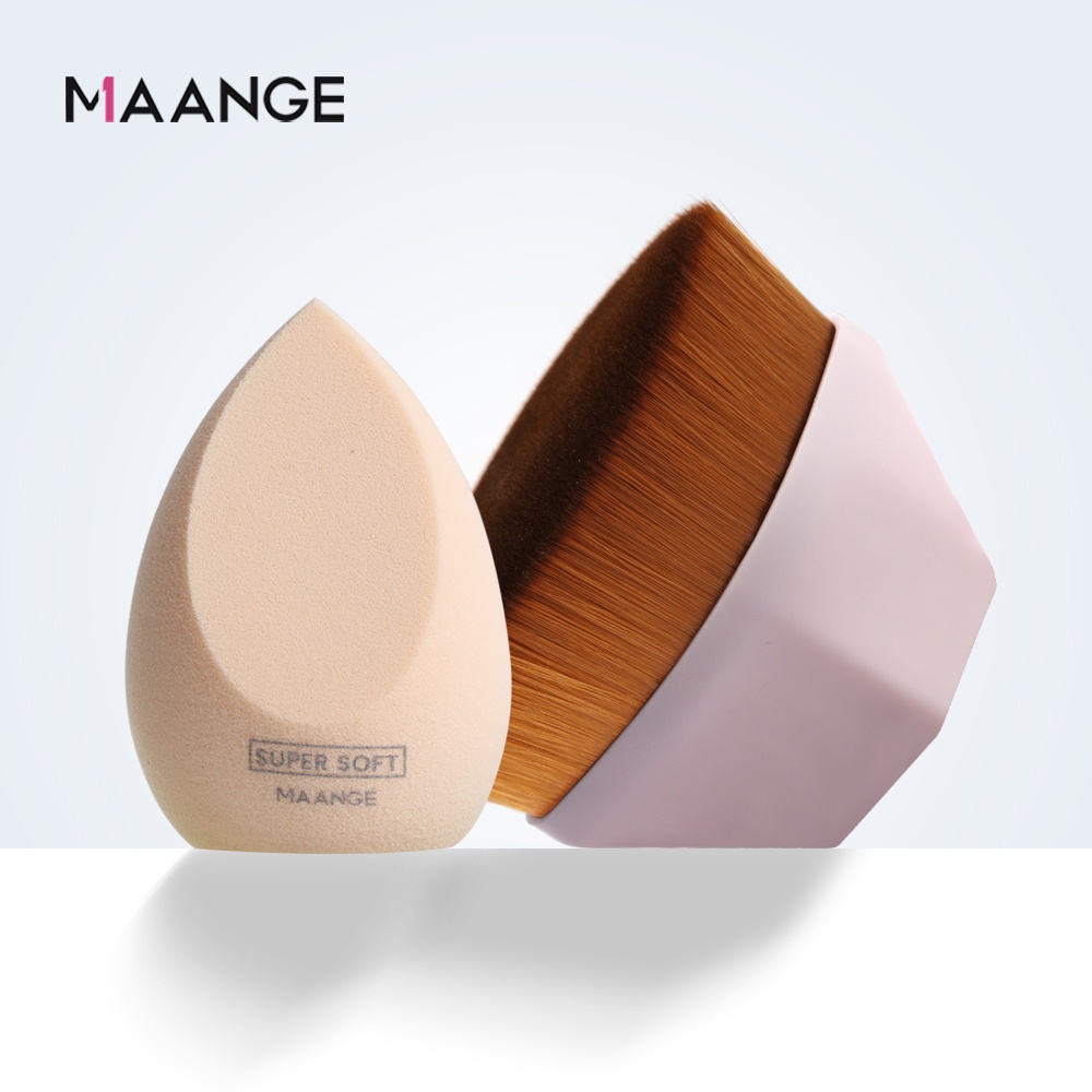 Set cọ trang điểm + bông mút trang điểm MAANGE dùng đánh phấn/ kem/ kem che khuyết điểm (có bán lẻ cọ trang điểm)