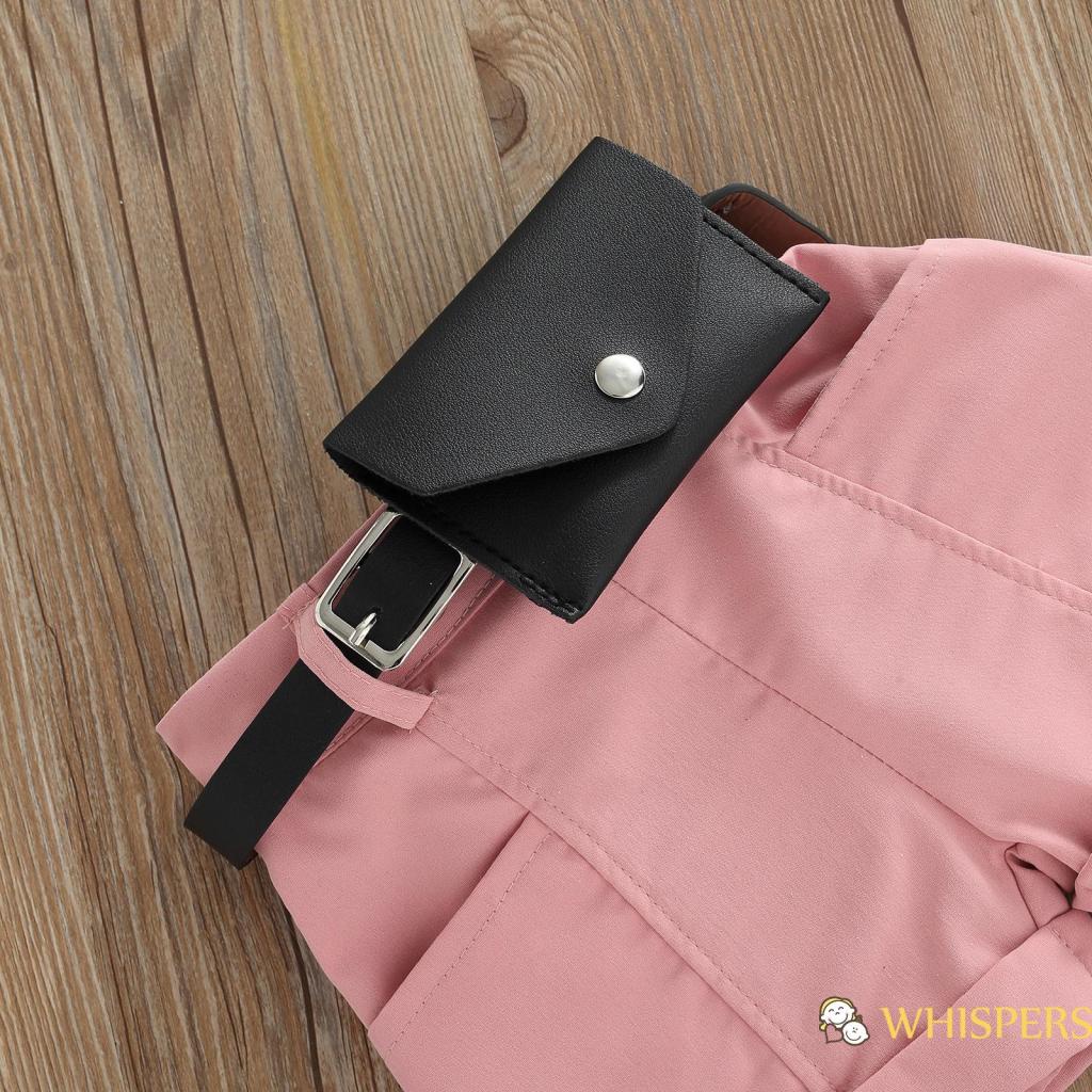 Set Áo Sát Nách Cổ Đứng + Quần Short + Thắt Lưng Cho Bé Gái