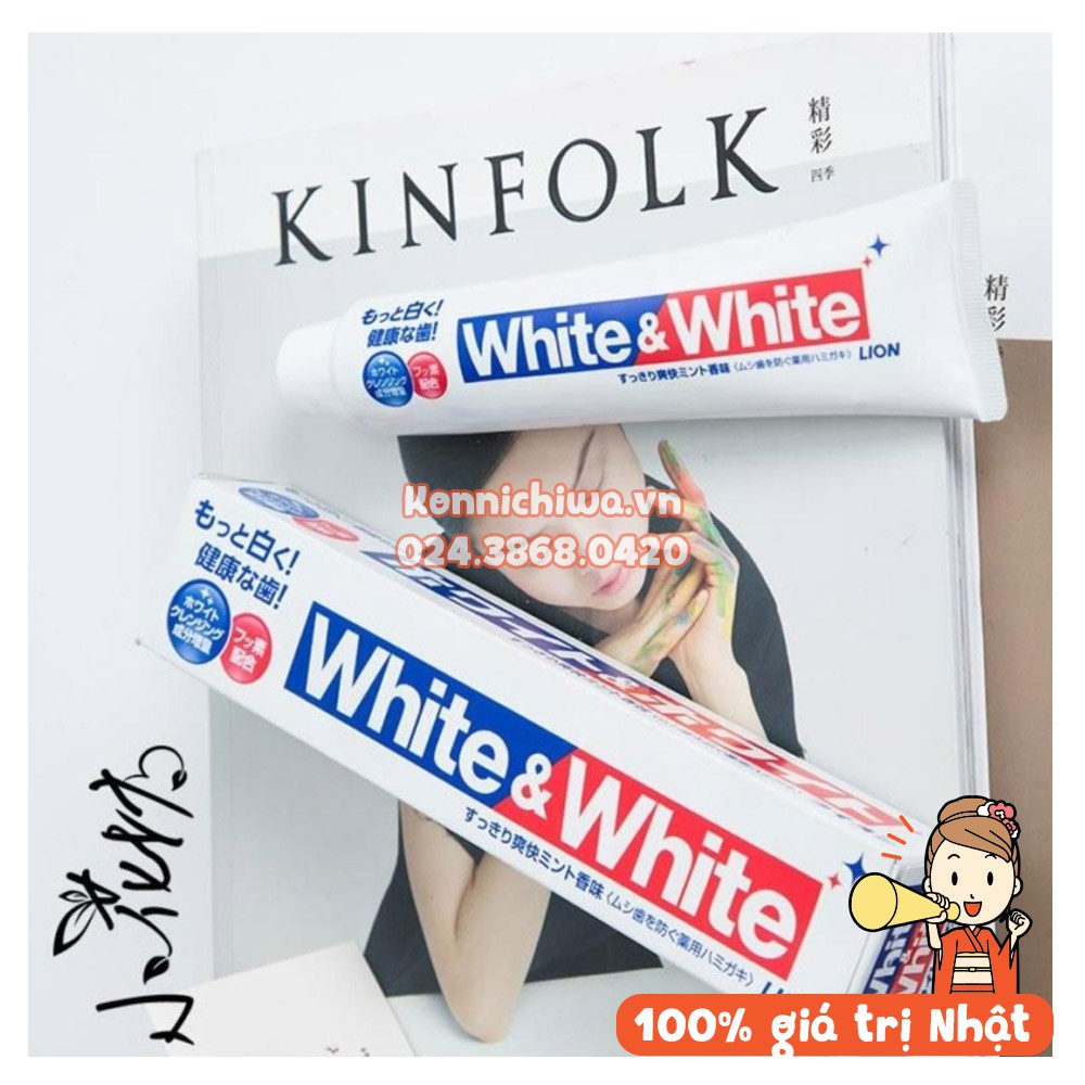 |Hàng Nhật chính hãng| Kem Đánh Răng White & White LION 150g Làm Trắng, Chống Hôi Miệng