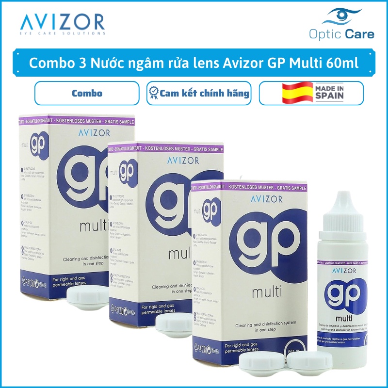 Combo 3 Nước ngâm rửa lens kính áp tròng Avizor GP Multi 60ml