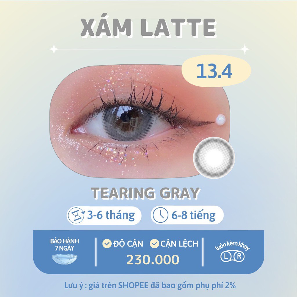 [Mã SKAMSALE8 giảm 10% đơn từ 200K] Kính áp tròng xám latte Tearing Gray chính hãng Lensme | Hạn sử dụng 3-6 tháng
