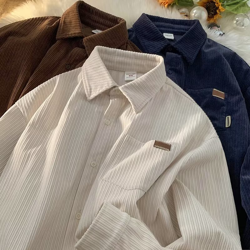 Áo Khoác Sơ Mi Tay Dài Dáng Rộng Phong Cách Thời Trang Retro Hàn Quốc Cho Nam Giới