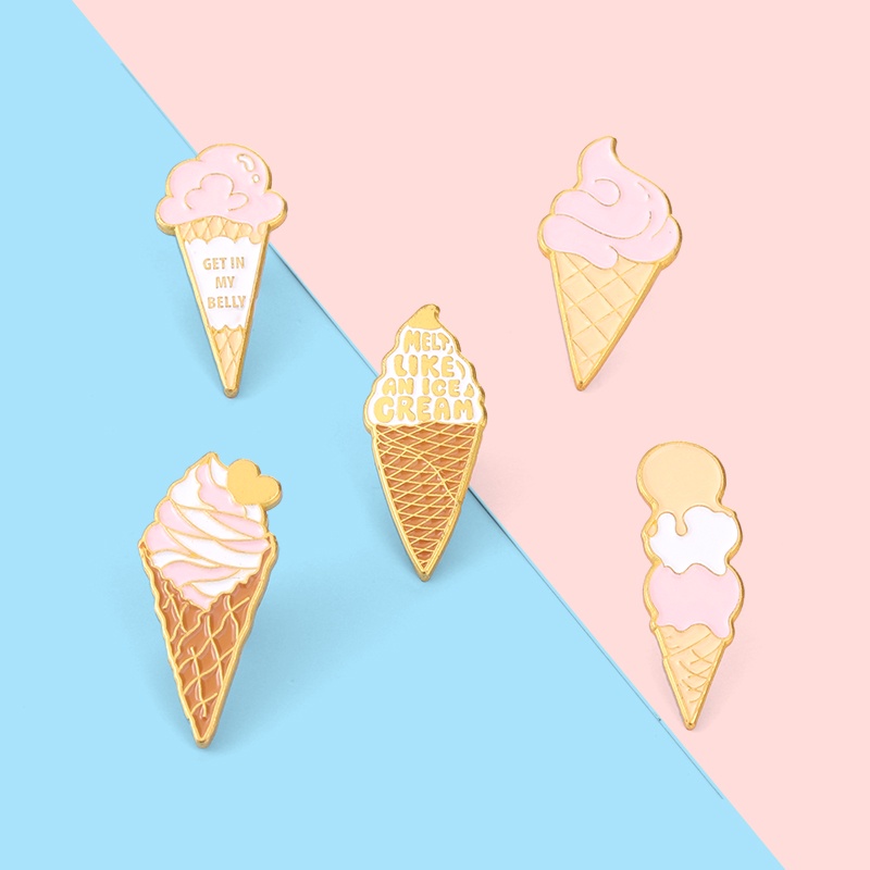 Ghim Cài Áo Hình Cây Kem Tráng Men Dễ Thương