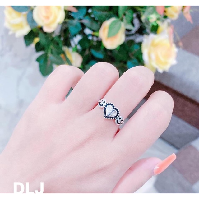 NHẪN NỮ MẶT CƯỜI SƠN ĐEN CAO CẤP - TRANG SỨC BẠC TA