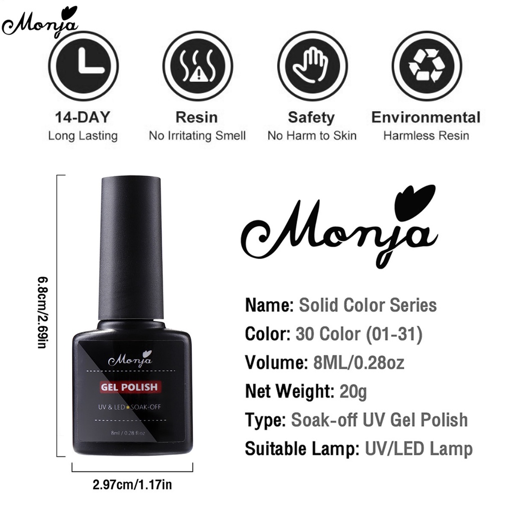 Set 10 sơn gel móng tay và dụng cụ làm móng nghệ thuật MONJA nhiều màu sắc khác nhau UV 36W 8ml tiện lợi