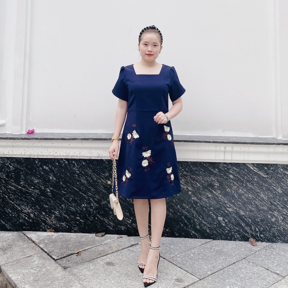 Đầm Trung Niên Cao Cấp [Miu021] BIGSIZE - Thiết kế trẻ trung sang trọng chất liệu dày dặn thoáng mát, thêu hoa xinh | BigBuy360 - bigbuy360.vn
