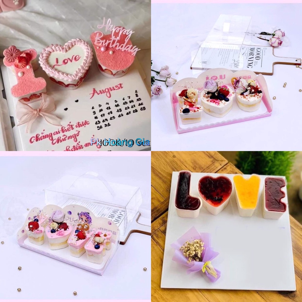 Phụ kiện bánh sinh nhật bánh kem - Khuôn chữ I LOVE U &amp; LOVE không hộp và có hộp