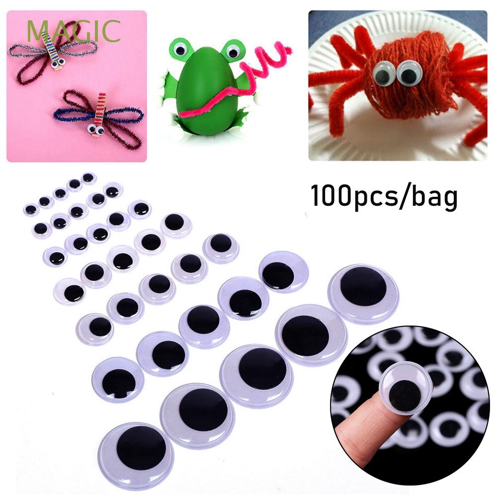 Set 100 con mắt búp bê trắng đen dùng làm thủ công DIY