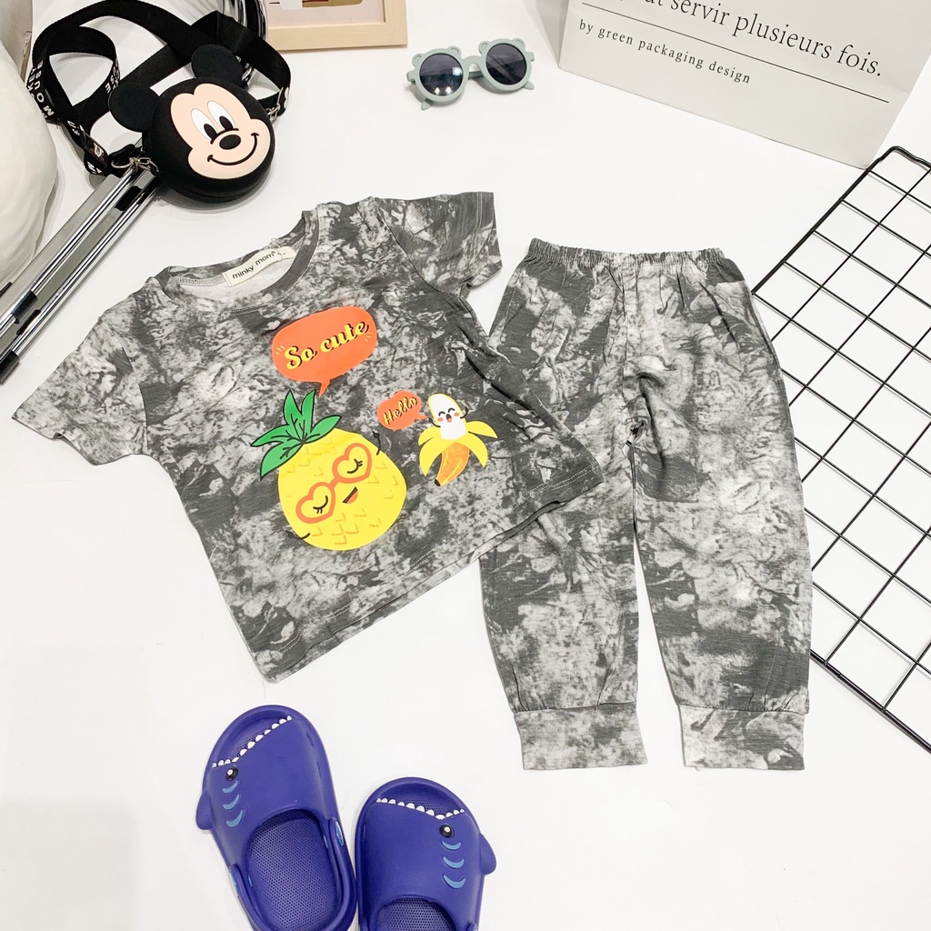 [SALE] Bộ Dài Tay Cho Bé Trai, Bé Gái Minky Mom Vải Thun Lạnh Loang Tye Dye, Đồ Bộ Cho Bé Mặc Nhà Thu Đông MKMTD2203