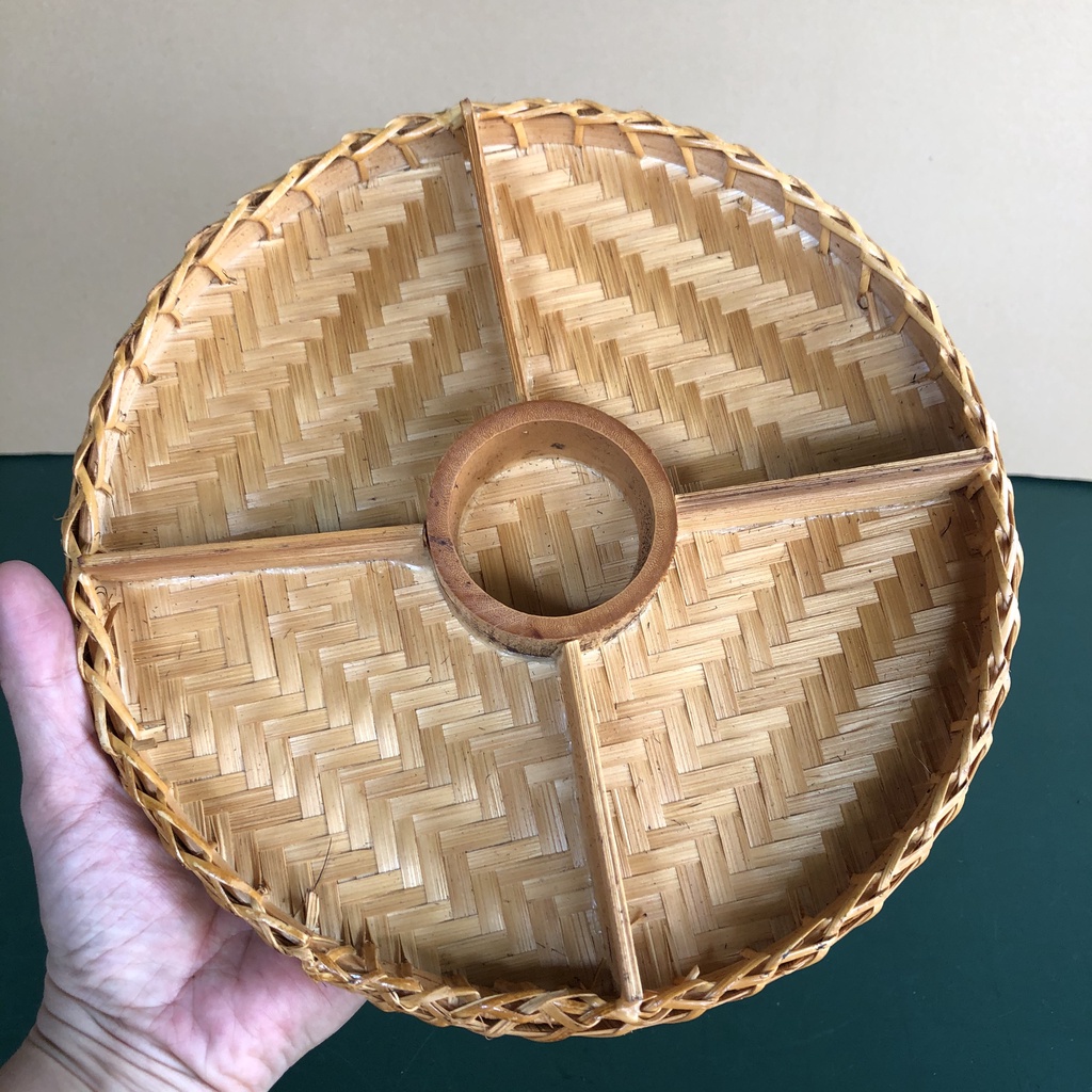 Khay tre, mẹt tre chia ngăn đựng bánh kẹo, mứt Tết decor trang trí Trung Thu, trang trí Tết
