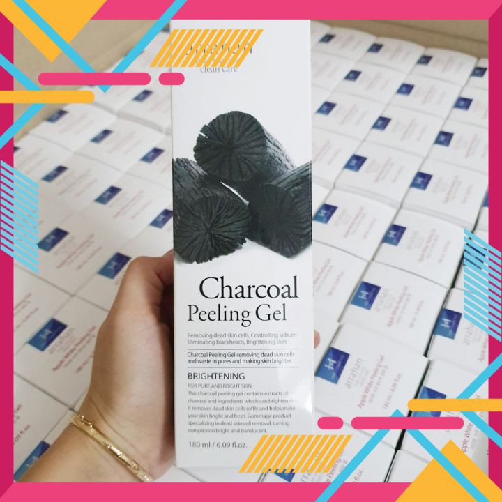 [MÃ GIẢM GIÁ 10% CHO ĐƠN TỐI THIỂU 199K] Gel tẩy da chết Arrahan Charcoal Peeling Gel 180ml Hàn QuốcFREEthan hoạt tính