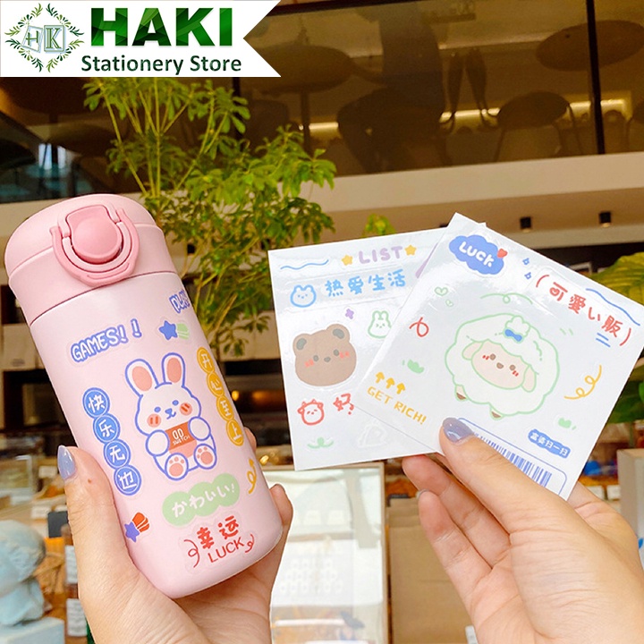 Sticker cute hoạt hình dễ thương HAKI, hình dán sticker cute chống thấm nước trang trí sổ đáng yêu giá rẻ ST49