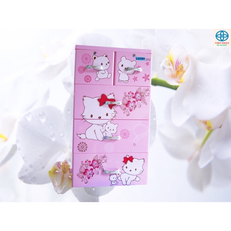 Tủ nhựa Việt Nhật 4 tầng 5 ngăn cho bé hình siêu dễ thương