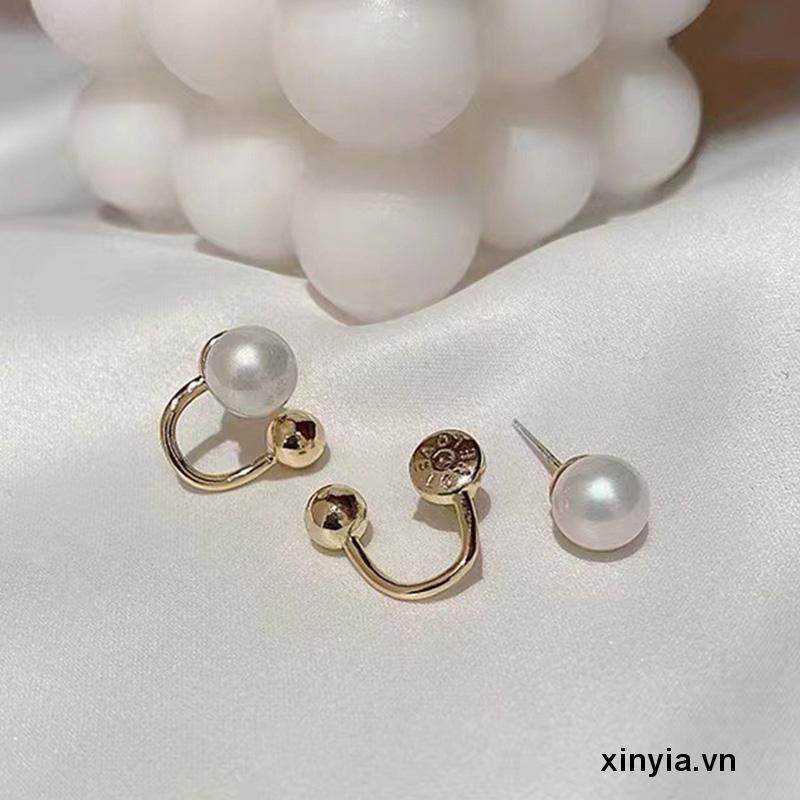 Bông Tai Mạ Bạc 925 Đính Ngọc Trai Đơn Giản Cá Tính Dành Cho Nữ