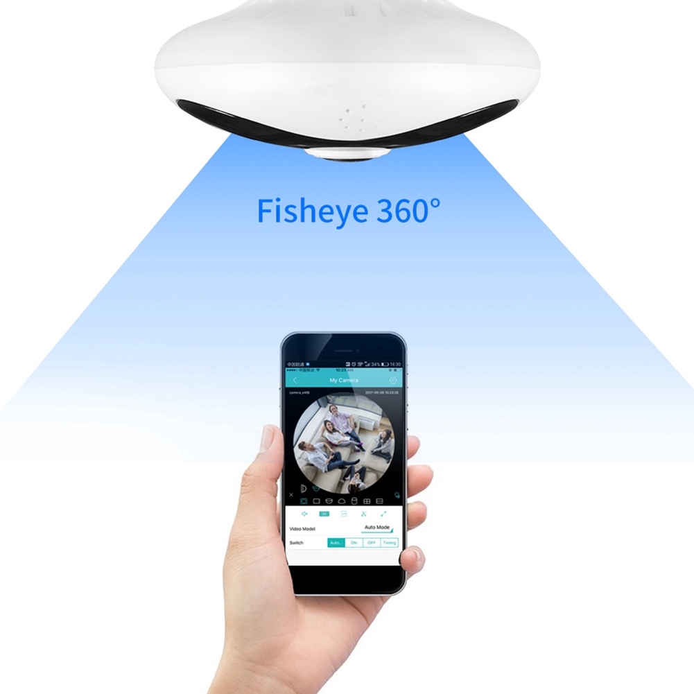 Camera✿ 360 Degree Panoramic Wireless Wifi IP Fisheye Camera Two Way Audio 960P HD 【WOW】