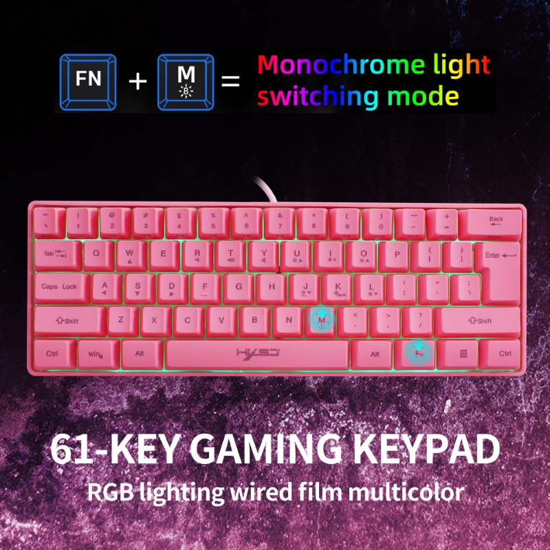 Bàn Phím gaming mini Led RGB V700 pink giả cơ nhỏ gọn