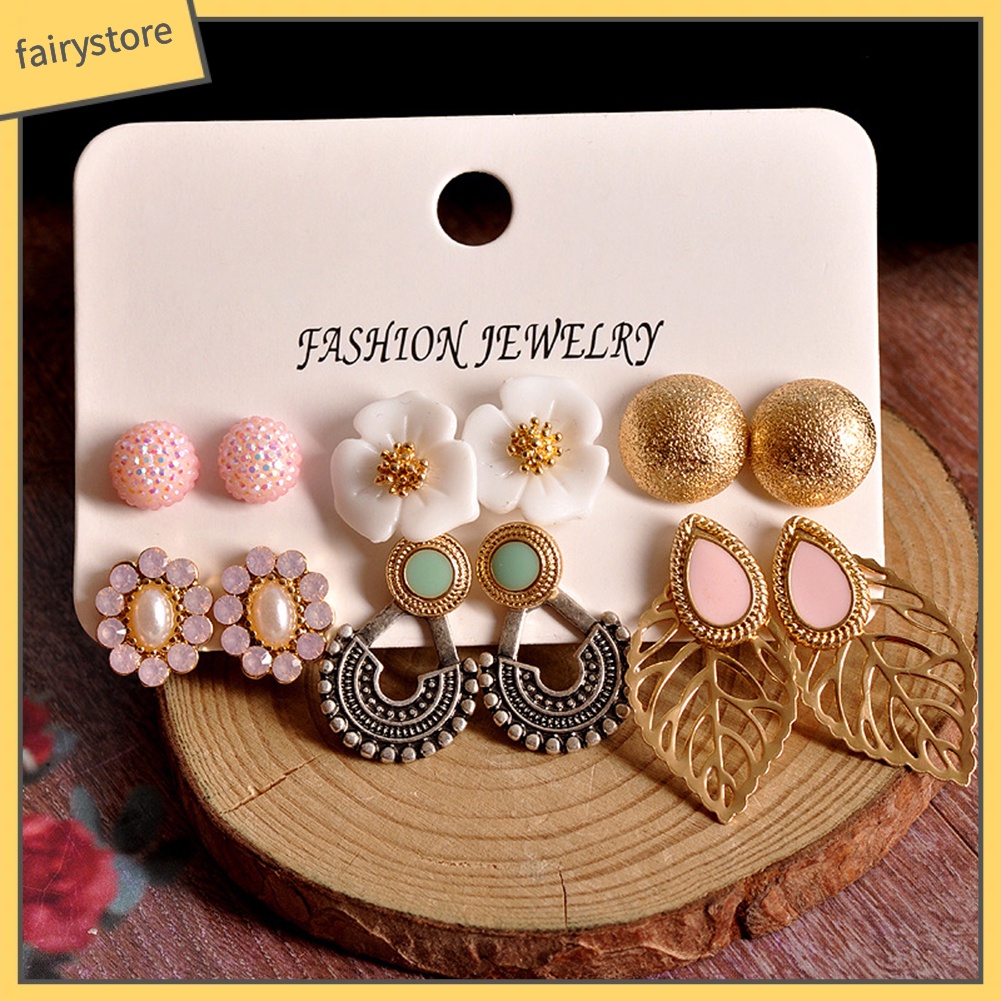 Set 6 Đôi Khuyên Tai Phong Cách Bohemian Cổ Điển Thanh Lịch Dành Cho Nữ