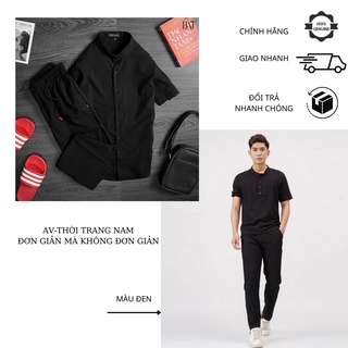 Bộ Đũi Nam Quần Dài Áo Cộc Tay cổ tàu,Sơ mi đũi chât liệu vải đũi thái đẹp thoáng mát cao cấp AV BD132
