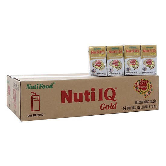 Sữa Bột Pha Sẵn Nuti IQ Gold Lốc 180ml (Thùng × 48 Hộp)