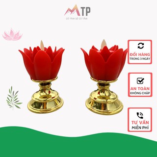 Nến điện tử hoa sen TP - Hoa sen chân đế vàng SANG TRỌNG trang trí nhà cửa, lễ hội phật giáo