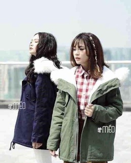 Áo kaki lót nỉ mũ lông