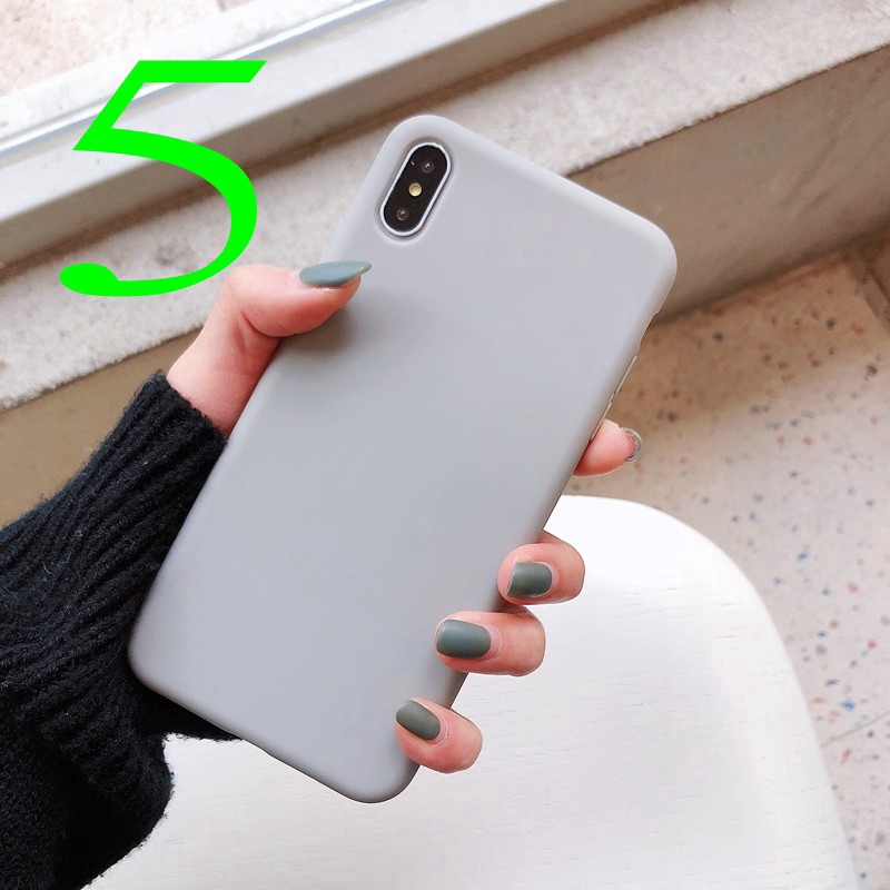 Ốp điện thoại nhựa mềm mỏng màu trơn chống sốc cho iPhone 6 6S 7 8 Plus X XS Max XR