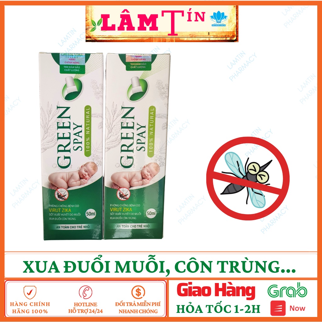✅(Khẩu Trang G95 Chất Chính Hãng) Xịt Muỗi Cho Bé Green Spay, An Toàn Cho Trẻ Sơ Sinh 100% Thành phần Tự Nhiên Lọ 50ml