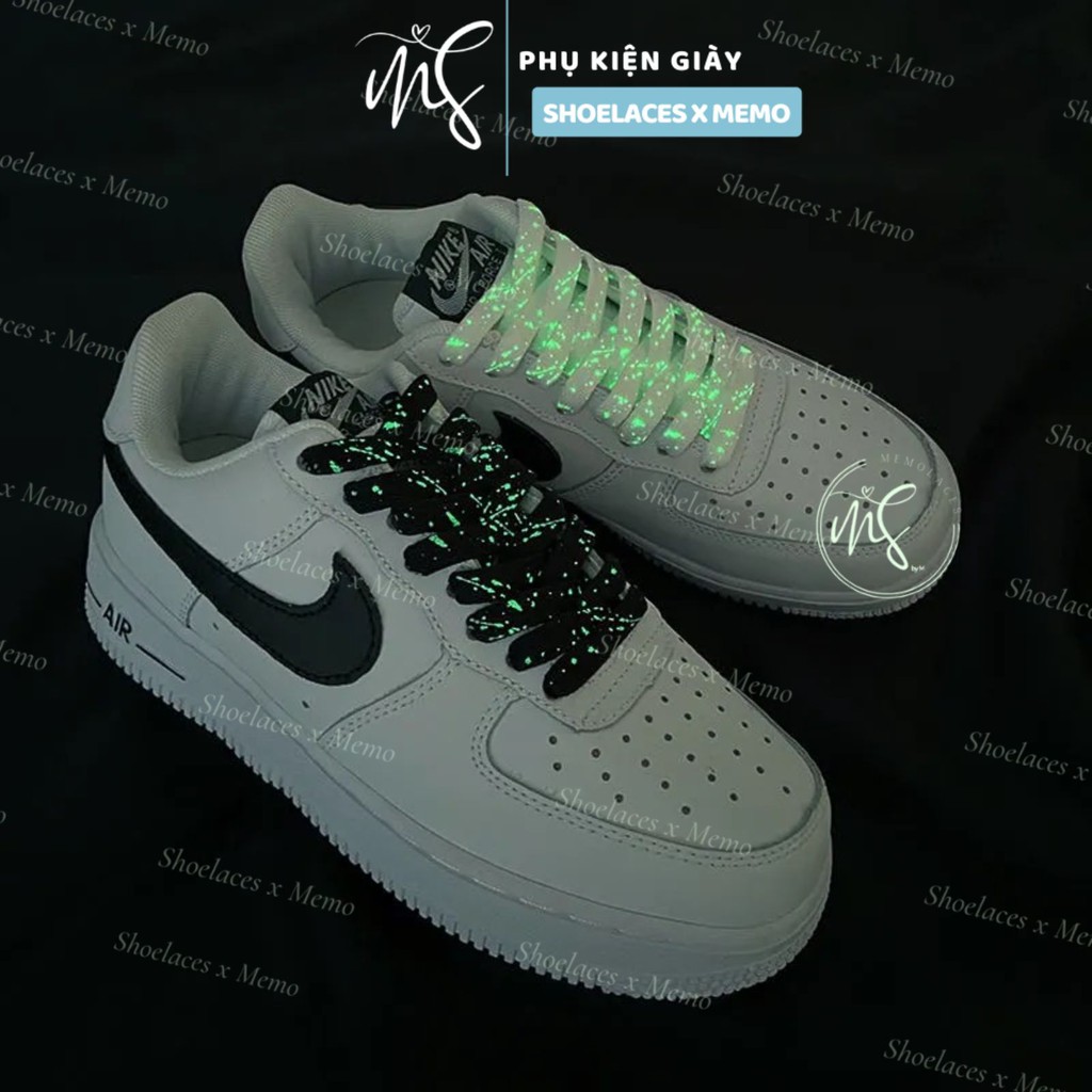 Dây Giày Dạ Quang Phát Sáng 3D  Phong Cách Vẩy Sơn Cho Nike AF1 AJ1 Memolaces- Đen