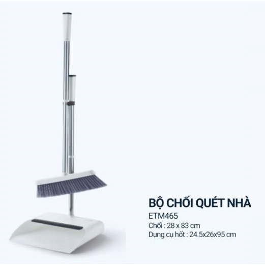 Bộ chổi quét nhà Inox Lock &amp; Lock ETM465 - dụng cụ quét rác 2 trong 1 đa năng