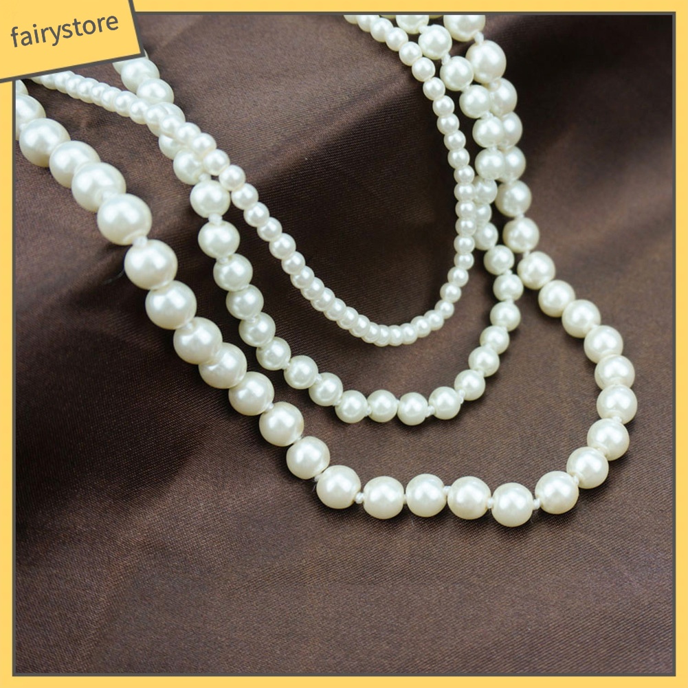 Dây chuyền nhiều lớp đính hạt ngọc trai nhân tạo kiểu dáng thời trang dành cho nữ