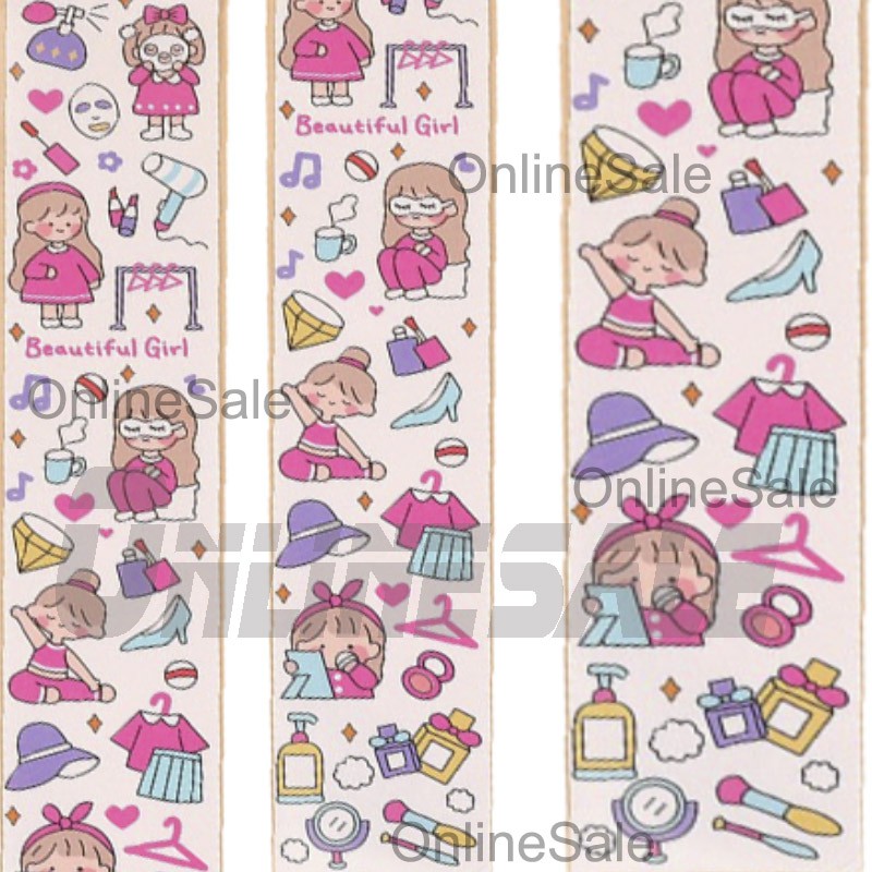 Sticker washi dán dài trang trí sổ,laptop,điện thoại dễ thương kích thước 39.5x6.6cm