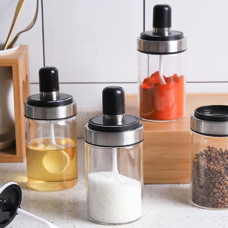 Hũ Đựng Gia Vị Thủy Tinh Thông Minh Kèm Muỗng Và Nắp  250ml