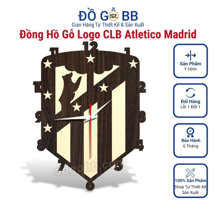 Đồng Hồ Bóng Đá Logo Atletico Madrid Los Colchoneros Đồng Hồ Atletico Gỗ Treo Tường Bền Rẻ Đẹp - Đồ Gỗ BB